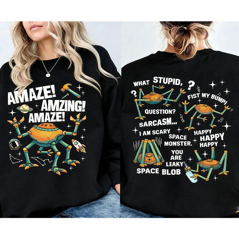Funny Amaze Amaze Amaze Round-neck Sweatshirt Hail Mary Book Sweatshirt Retro Alien Long Sleeve Sci Fi Lovers Gift Funny Shirt