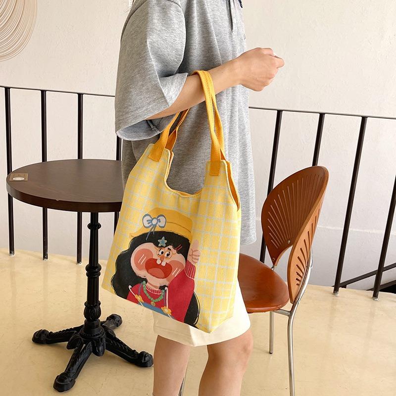 New large-capacity vest bag, commuter canvas bag, women's handheld shoulder bag, summer student tote bag