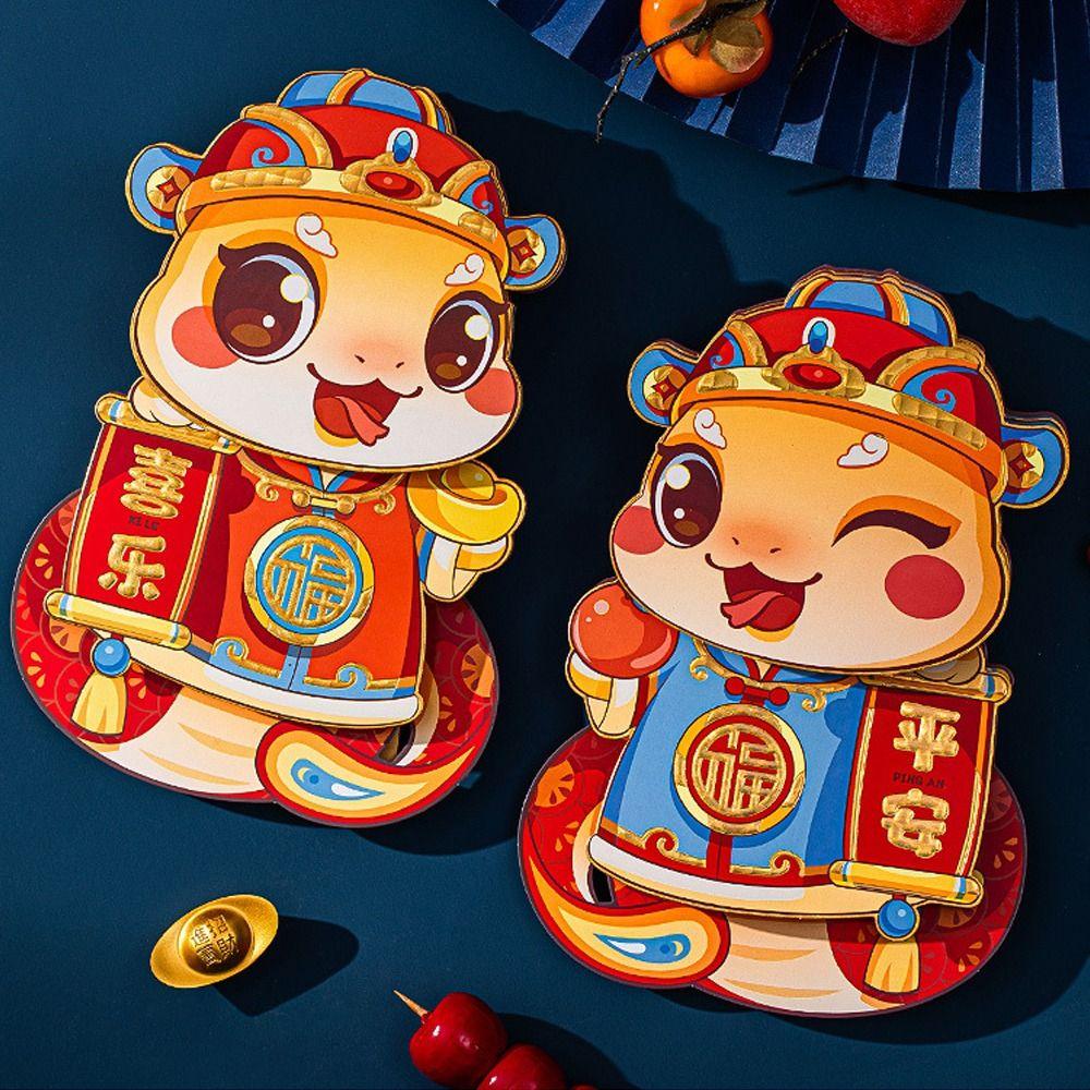 1 Pair 3D Fu Character Door Pendant Traditional 2025 New Year Sticker Home Living Room Decor