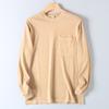 Heavyweight Cotton Washed Pocket Long-Sleeve T-Shirt for Men, Spring and Autumn, Loose Casual Solid Color Base Shirt, Crew Neck Pullover Sweatshirt