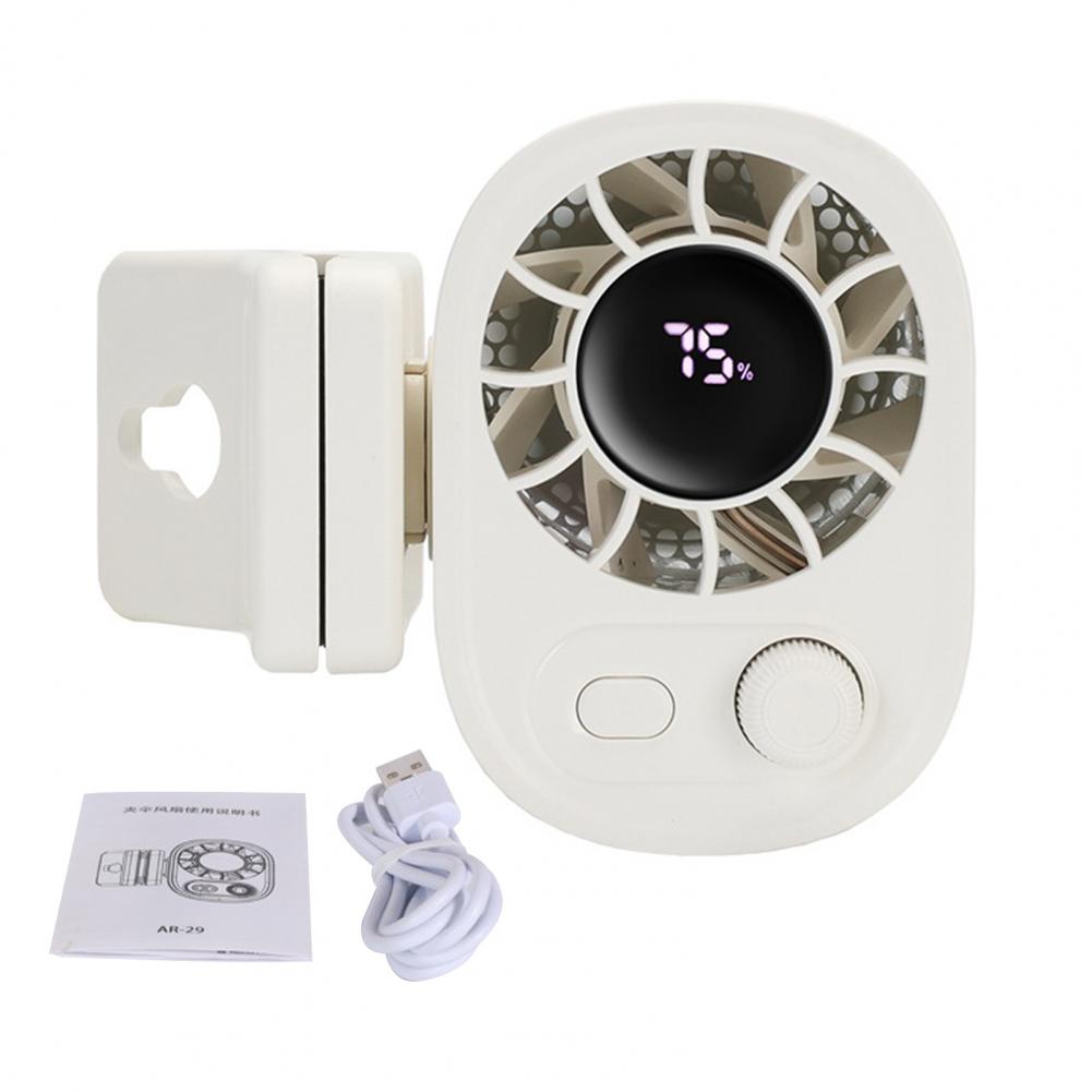 Rechargeable Hanging Fan Lightweight Fan Portable Clip-on Mini Fan with 360 Degree Rotation Led Display Adjustable for Summer