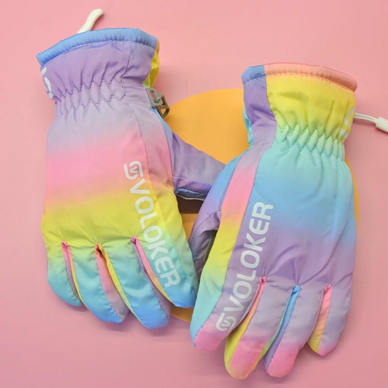 Kids Winter Warm Touchscreen Gloves Skiing Cycling Outdoor Play Cartoon Design Waterproof Fleece Lined