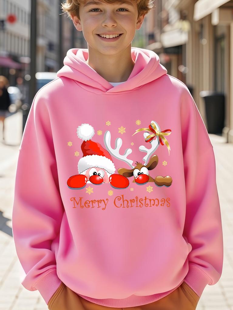 Stylish Fall/Winter Christmas Hooded Sweatshirts for Boys and Girls – Casual Printed Hoodies – Trendy Streetwear