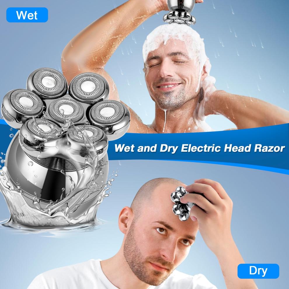 Head Shavers For Bald Men-5-in-1 Electric Head Shaver For Bald Men, Rotary Design Head Shavers, Electric Men's Grooming