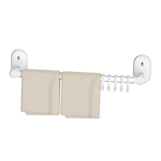 Bathroom Towel Holder with Hooks Strong Load-bearing Simple Installation Suction Cup Towel Bar Hanger Wall Hook
