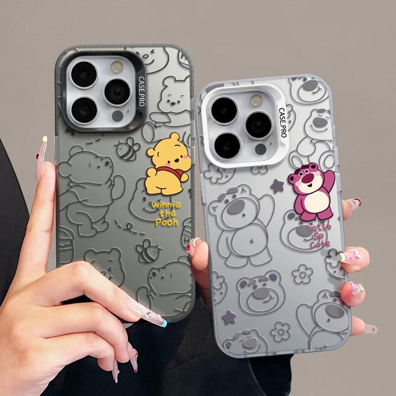 Line Winnie the Strawberry Bear for Apple 17promax mobile phone case iPhone16 color silver 14 cute 13 sets 15