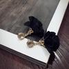 New Fabric Flower Dangle Earrings for Women Crystal Top Luxury Wedding Ear Floral Pendants Hanging Earring