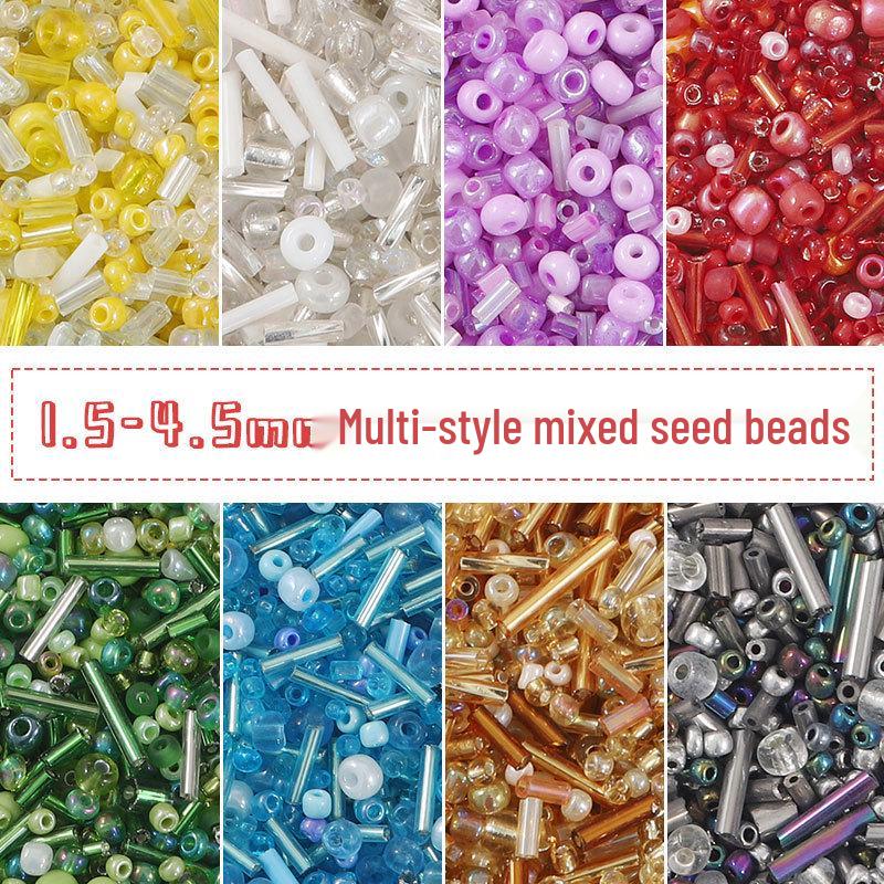 30g Mixed Style & Color Glass Rice Tube Beads for DIY Bracelets, Rings & Embroidery