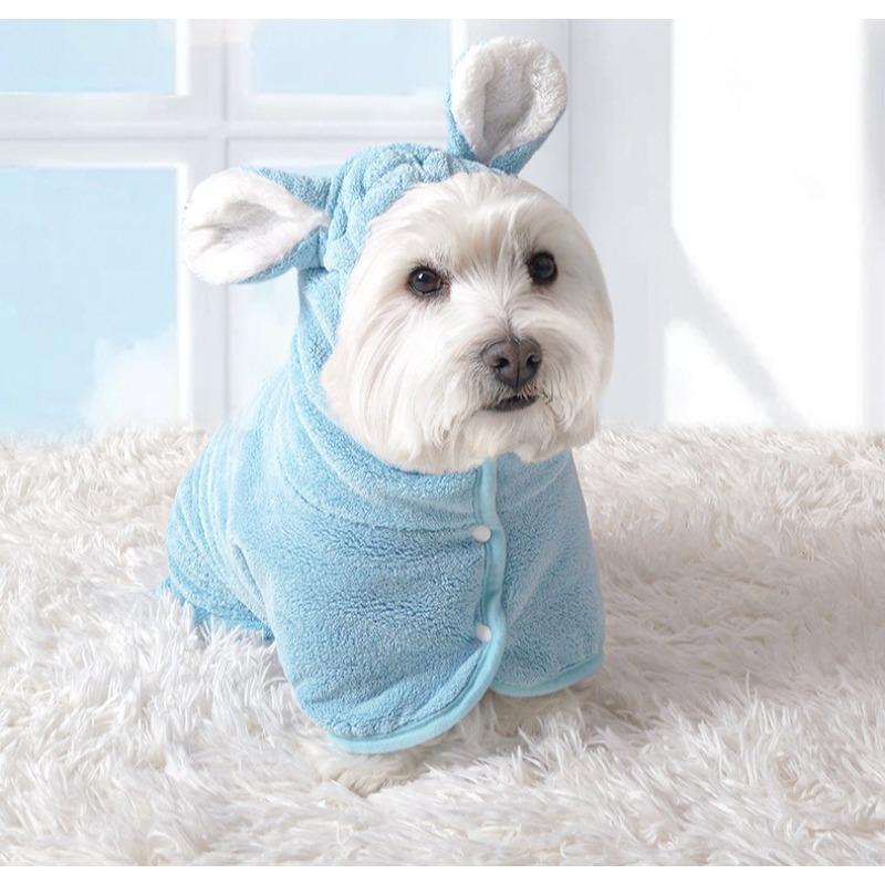 Toalla para Perro de Coral Suave Transpirable Absorbente Bata de Baño para Mascotas Bata para Cachorro Secado Rápido Ropa para Perros para Razas Pequeñas
