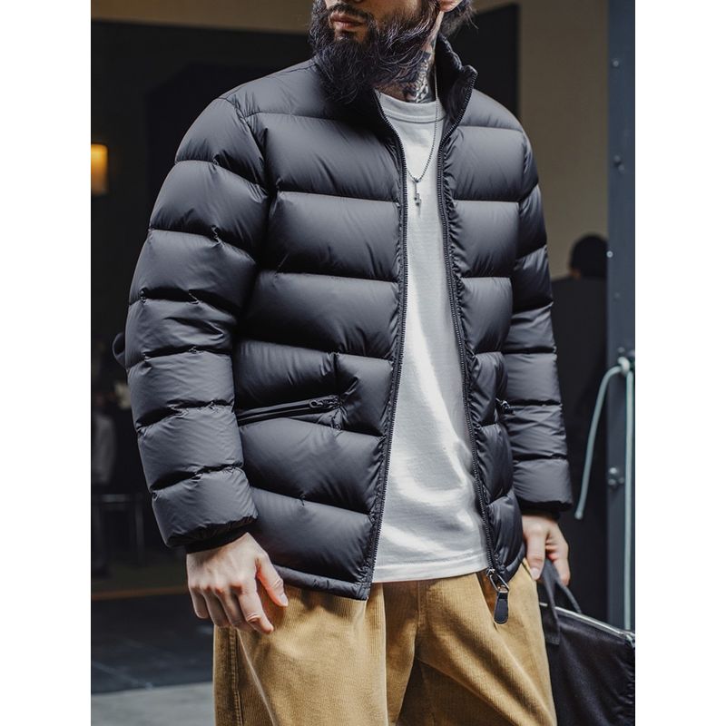 95% Duck down Outdoor Sports Lightweight Ribbed down Jacket for Men, Winter Stand Collar Cotton Coat, Export Men's Cotton Clothing