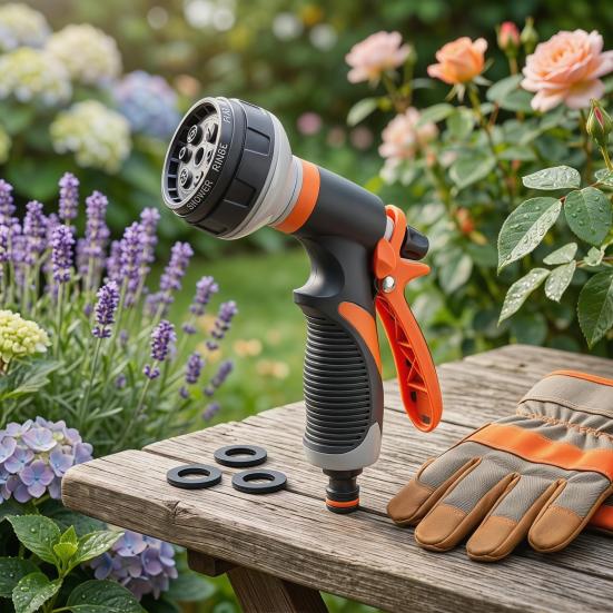 Garden Hose Nozzle, High Pressure Hose Nozzle, Heavy Duty Hand Sprayer, Adjustable Nozzle for Plants Watering Car Washing Sidewalk Cleaning