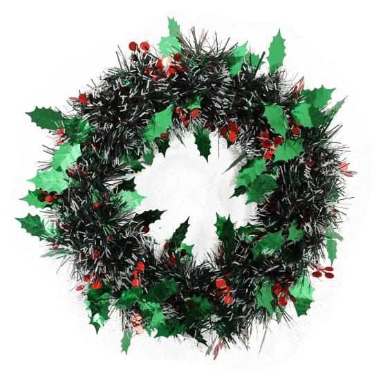 Yousheng Christmas Wreath Skull Wear Hat Figure Xmas Front Door Decor Indoor Outdoor Front Door Window Holiday Decoration