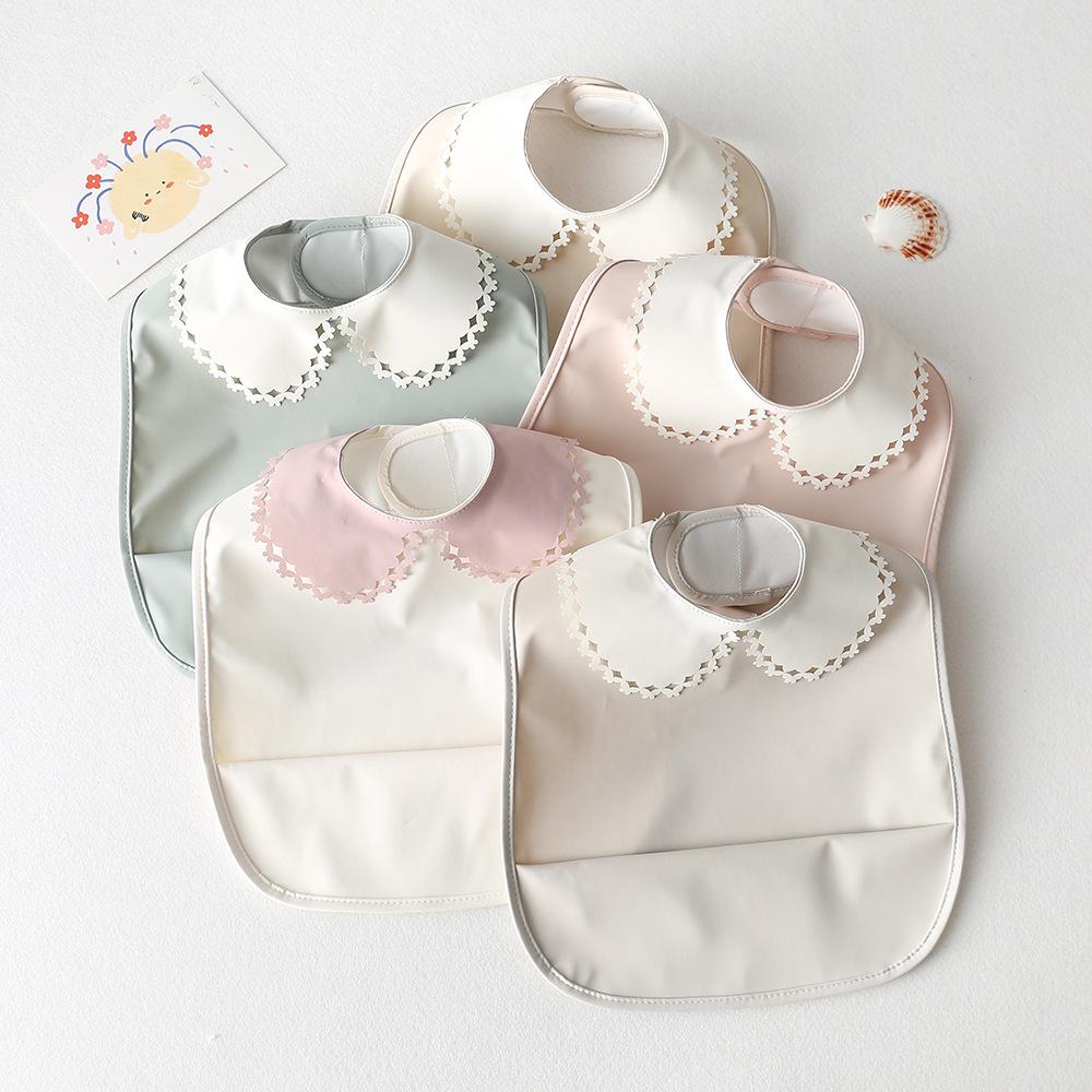 Sleeveless Waterproof Baby Bib with Lace - Reversible Anti-Dirt Feeding Smock