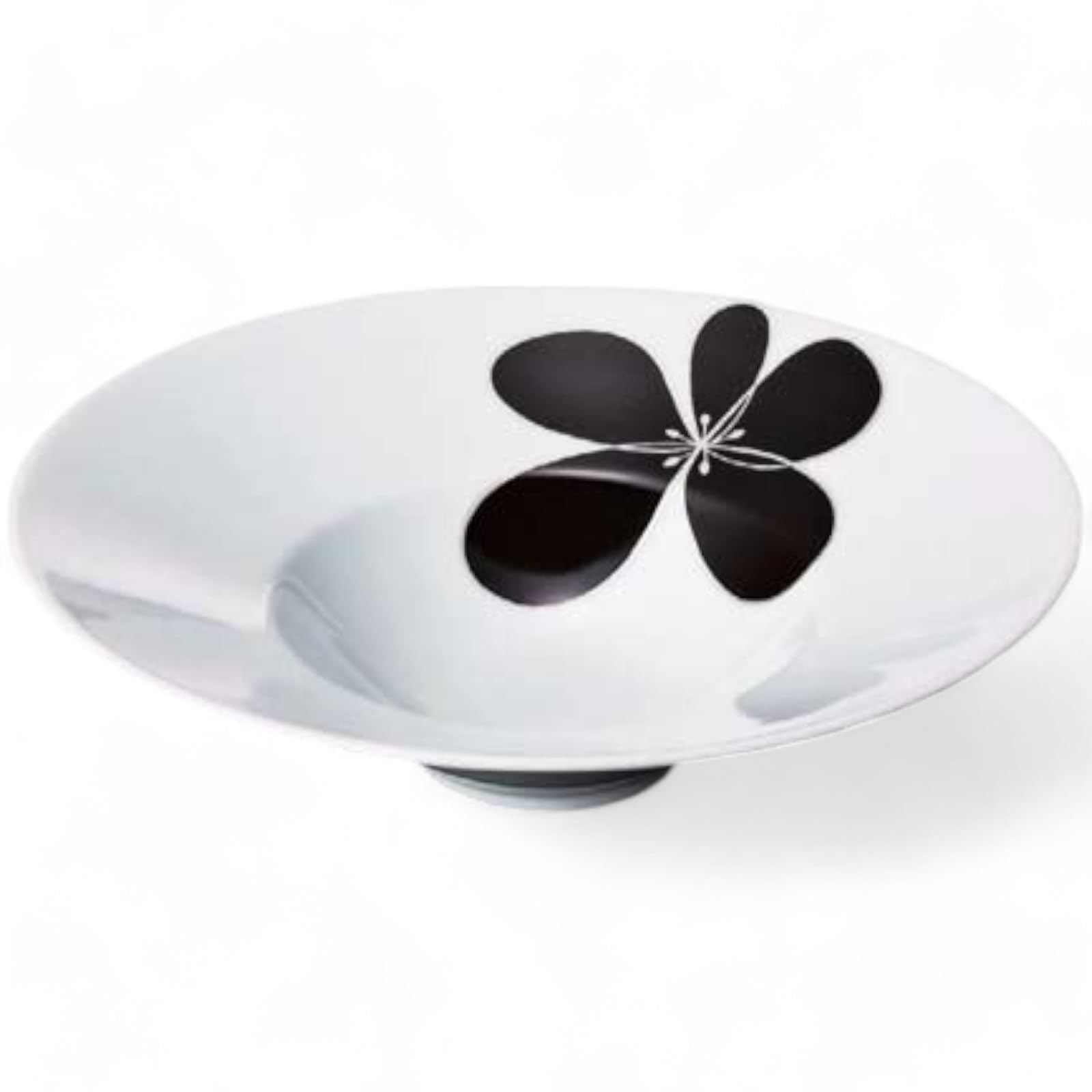 Такумифу Арита Варе Тарелка для пасты, Толстая, Белый и Черный Цветочный Круг, 7-дюймовая Глубокая Тарелка, Сделано в Японии