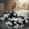 Sakura Waves Japanese Black Flannel Blanket Perfect for Sofa Office Bed Travel Sleep Read Relax Camping Four Season Use