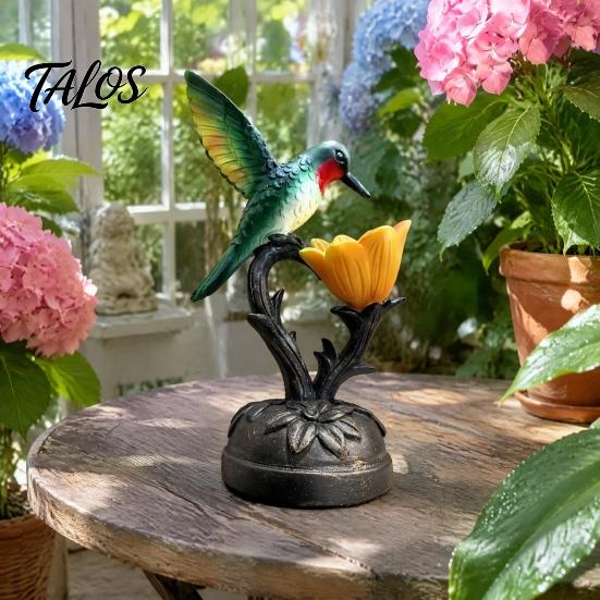 Floral Bird Night Lamp Hummingbird Table with Flower Shade, Resin Accent Light, 7.48 Vintage Entryway Inch Decorative Desk for Bedroom Living