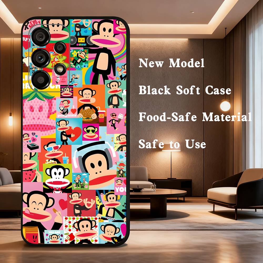 Monkey Funny P-Paul F-Frank Case For Samsung Galaxy A73,72,41,J7,22,Note,31,8,9,52,71,53,32,Soft Black Silicone Cover