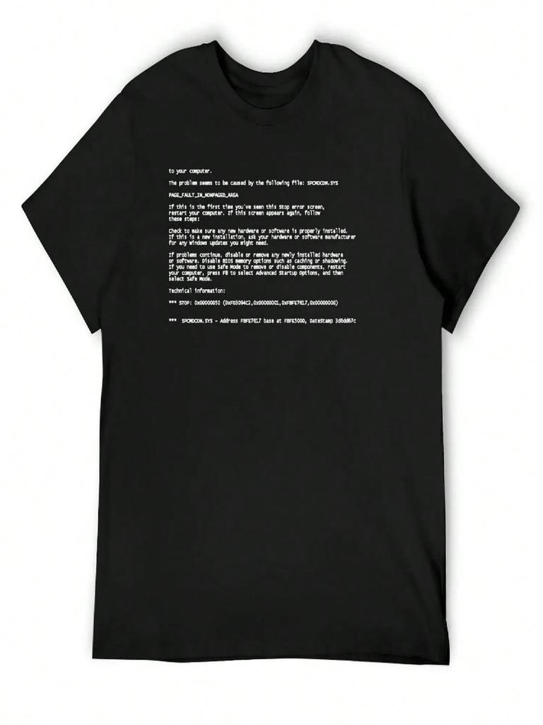 Blue Screen Of Death T-Shirt Vintage Anime Shirt Luxury Man Gifts For Boyfriend T-Shirts Oversize Unisex Big And Tall T Shirts