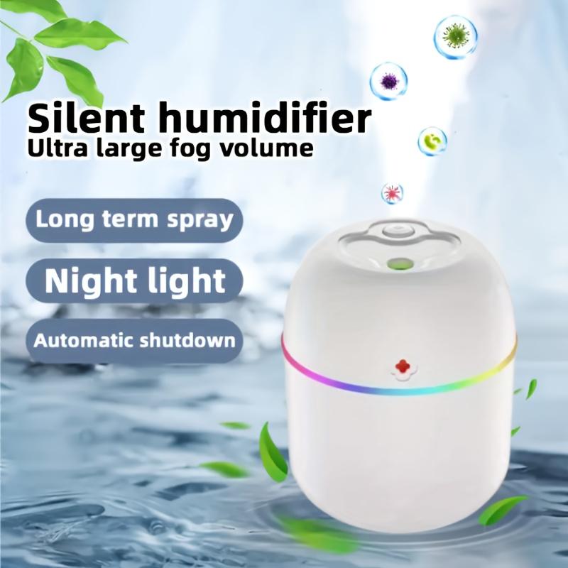 Mini Desktop Humidifier with 7-Color LED, Silent Below 36dB, Ideal for Home, Car, and Office White, Pink, Green