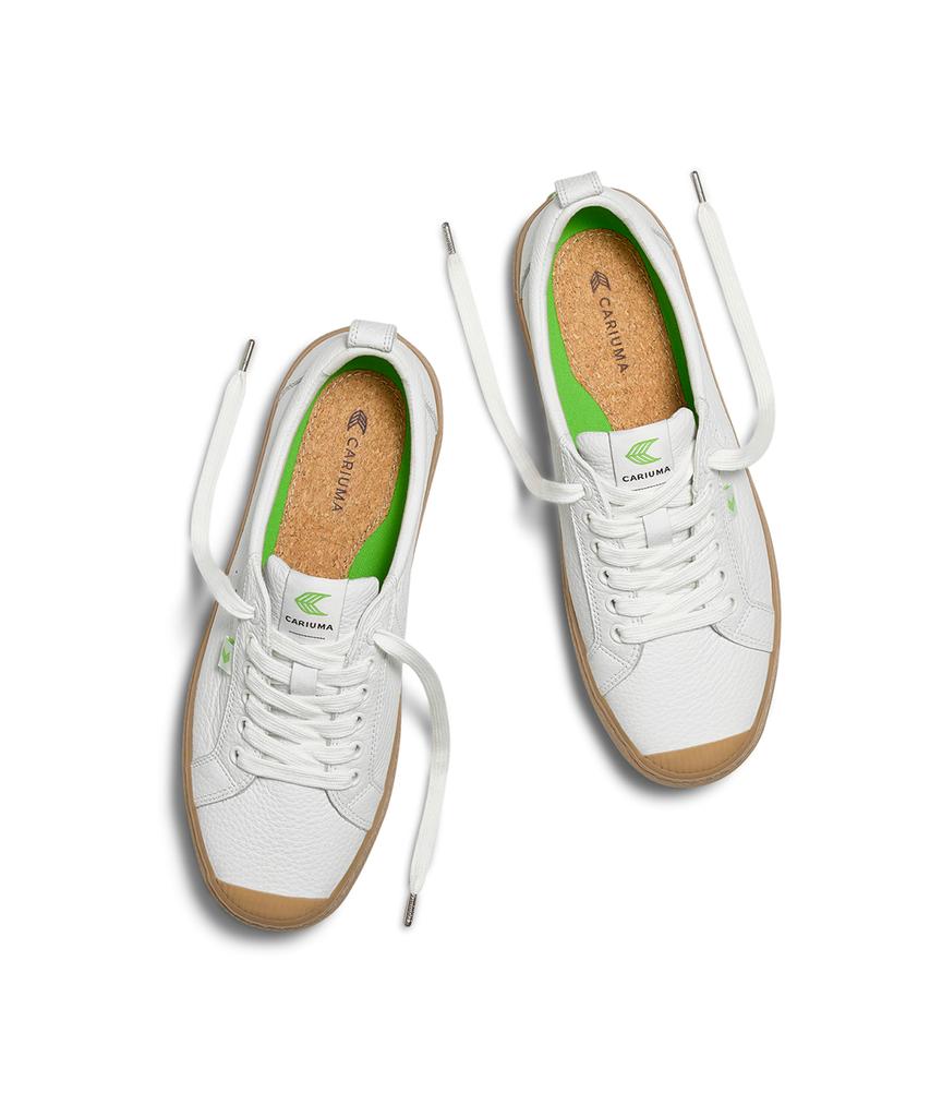 Cariuma Oka Low Sneakers Premium Leather Gum Sole White