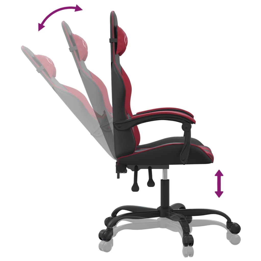 Gaming Chair Swivel Black and Burgundy Artificial Leather