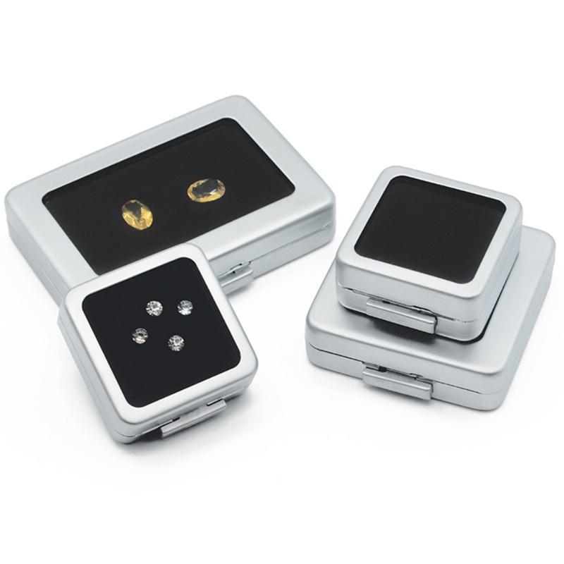Square Loose Diamond Display Package Box Metal Memory Sponge Gem Stone Beads Pendant Organizer Holder Showcase
