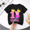 Peppa Pig 1-8 years old children' Polyester short-sleeved boys' sports shirt, girls' casual top with digital print, summer T-shirt
