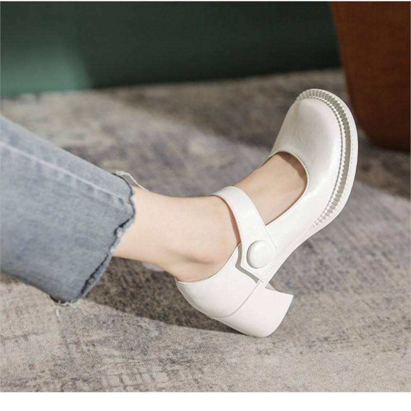 fashion Gothic High Heel Mary Jane Shoes Women's Wide Toe Block Heels Pumps Girls Lolita Shoes Cosplay Ladies White Elegant Dressy Shoes