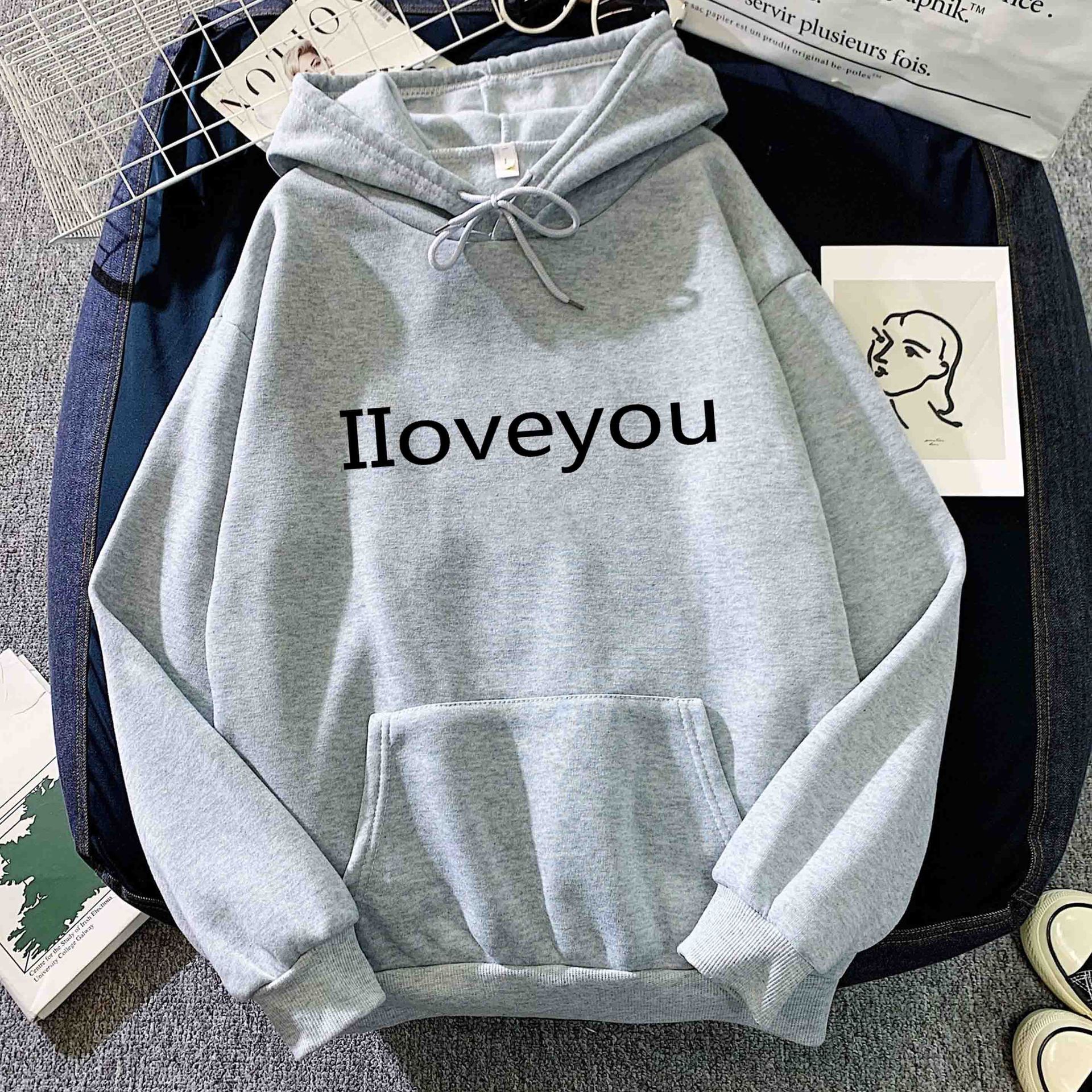 

New women s letter printed hoodie sweatshirt for men and women couples Korean style trendy versatile tops S