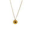 French Vintage Sunflower Natural Stone Pendant Necklace For Women Fashion Minimalist O-Link Chain Gold Collarbone Chain