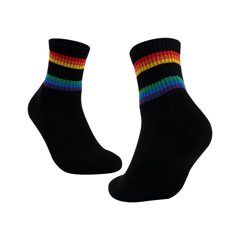 Badminton Sport Socks - Thick Rainbow-colored Four-season Breathable Outdoor Running Casual Couple Mid-calf Socks