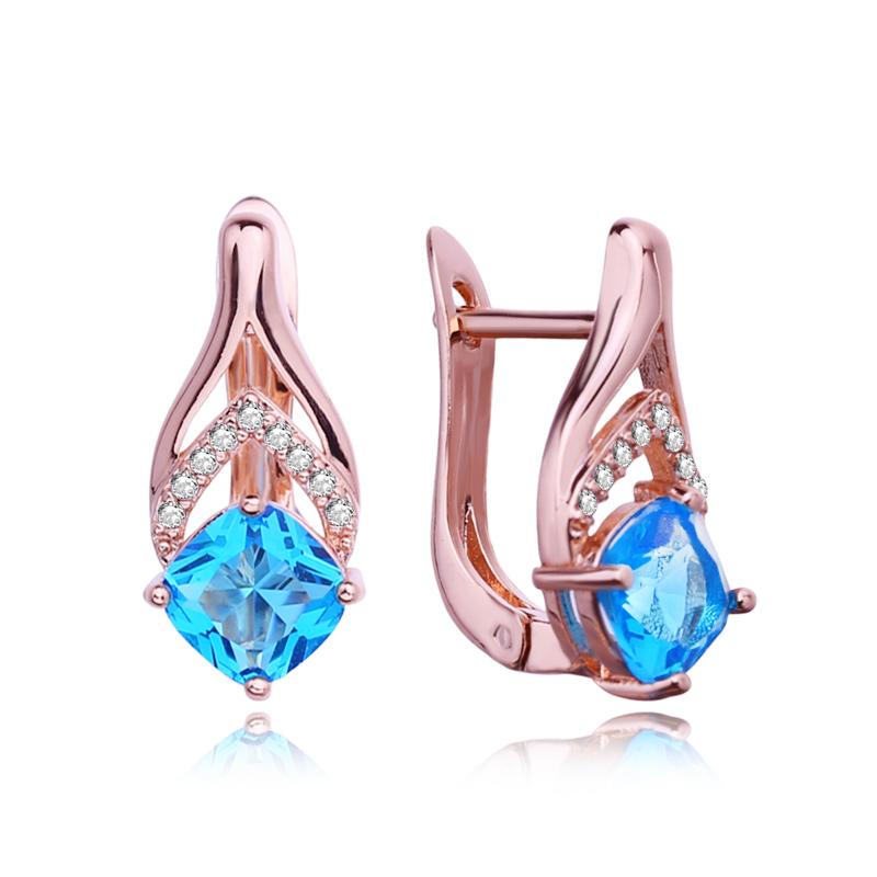 

Серьги-клипсы MINTHA, модные модные украшения, серьги-гвоздики с синим цирконием для женщин, серьги цвета розового золота A