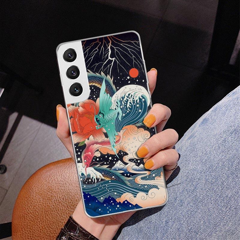 Japanese Pub Wave Anime Arrived Phnoe Case for Samsung Galaxy S26 S25 Edge S23 S24 Ultra S22 Plus S21 S20 FE Unique Cover Soft C