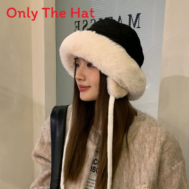 Женская зимняя теплая хлопковая шапка-ушанка с ветрозащитным флисом для взрослых Black