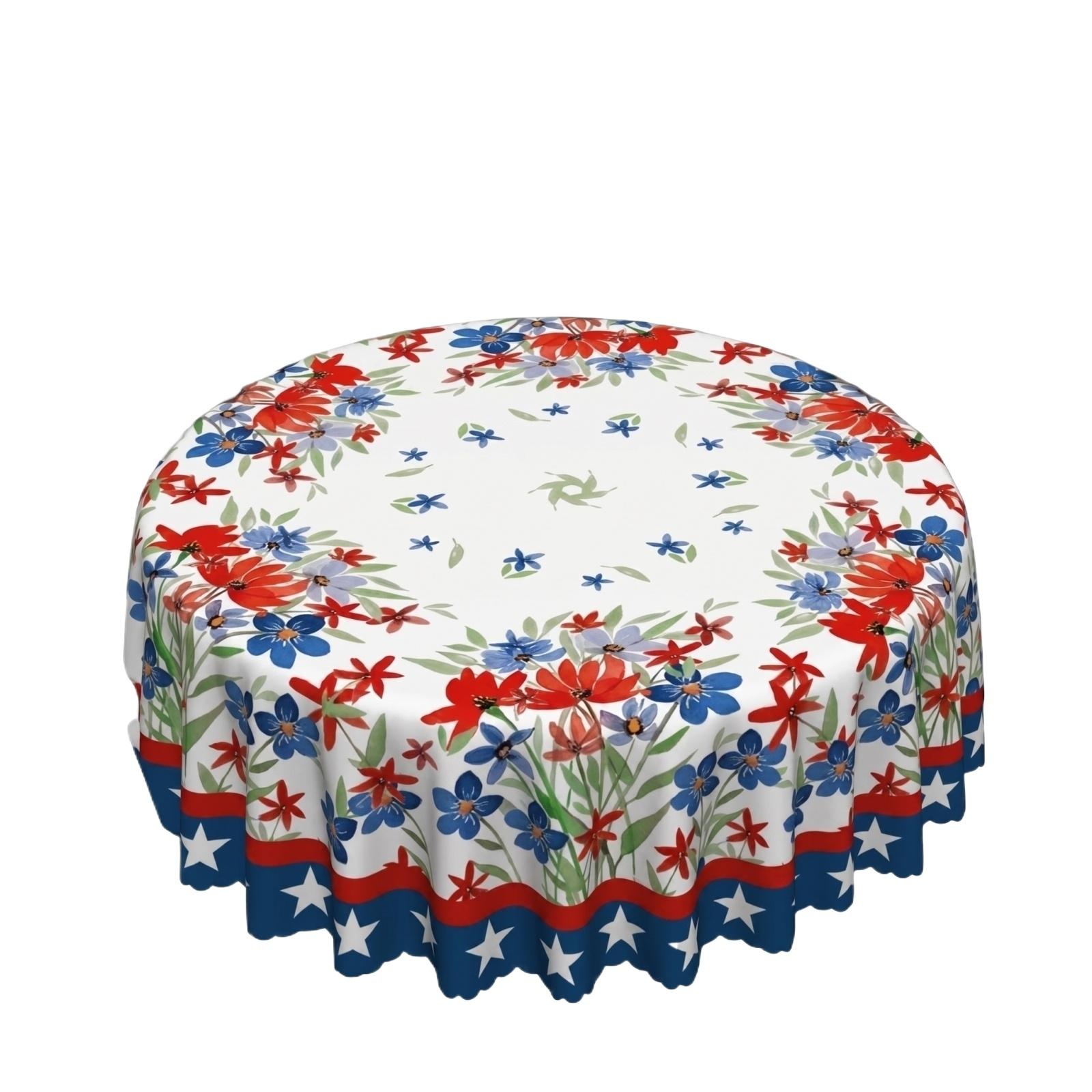 

Round Tablecloth with Floral and Star Pattern Suitable for Home Dining Table Decoration and Seasonal Use for Various Events and Gatherings One Size
