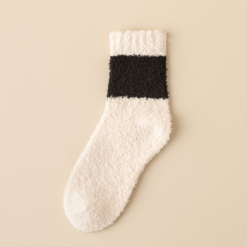 Winter and Autumn Men's Coral Fleece Mid-calf Socks, Men's Multi-color Coral Fleece Socks, Warm Floor Socks, Sleep Socks