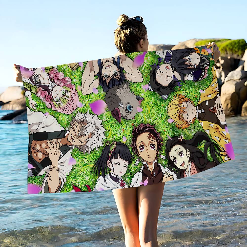Anime Demon Slayer Beach Towel Colorful Bath Towels For Girl Microfiber Quick Dry Sand Free Beach Yoga Spa Gym Pool