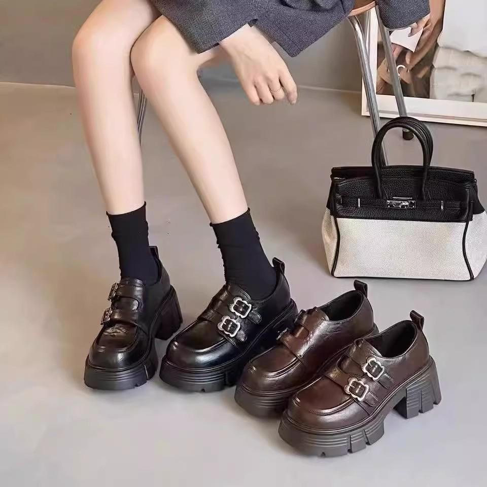 British Style Loafers Women's 2025 Spring New Heightened Platform Thick Heel Retro Mary Jane Single Shoes Small Leather Shoes Women