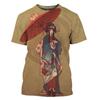Japanese Geisha 3d Printed T-shirt For Men Harajuku Short Sleeves O-neck Tee Shirts Ethnic Style Street Casual Oversized Tees