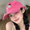 Cute Dog Baseball Cap For Women Outdoor Sunshade Duck Tongue Caps Sweet Bow Peaked Hat Big Brim Adjustable Girl Sunscreen Visors