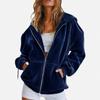 European and American Golden Velvet Hooded Sweater Autumn and Winter Loose Zipper Cardigan Jacket Casual Top