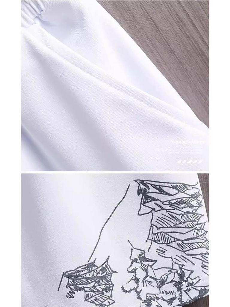 Men's Printed Short-Sleeve Casual Sports Suit - Two-Piece Set