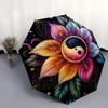 Yin Yang Lotus Mandala Wall Art Decor Umbrella, Cute Umbrella with Cute Design, Portable 3-Fold Compact Umbrella for Men & Women, Valentine's Day Moth