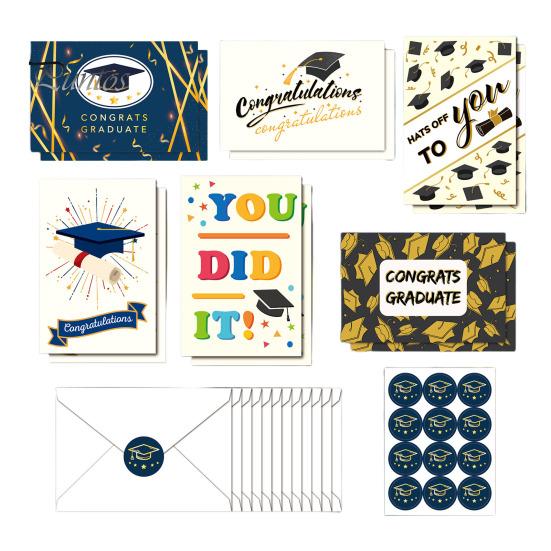 

12 шт./компл. выпускные открытки с конвертами, блестящая кепка для выпускного, печать заготовок внутри поздравительных открыток, принадлежности для школьных вечеринок Sets