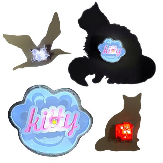 Ambient Light 3D Shadow Night Light Creative Bird Cat Silhouette Night Lamp with Suction Cups Warm Glow Ambient Lighting for Bedroom Living Room