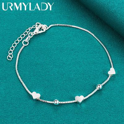 925 Sterling Silver Love Heart Bracelet For Women Fashion Jewelry
