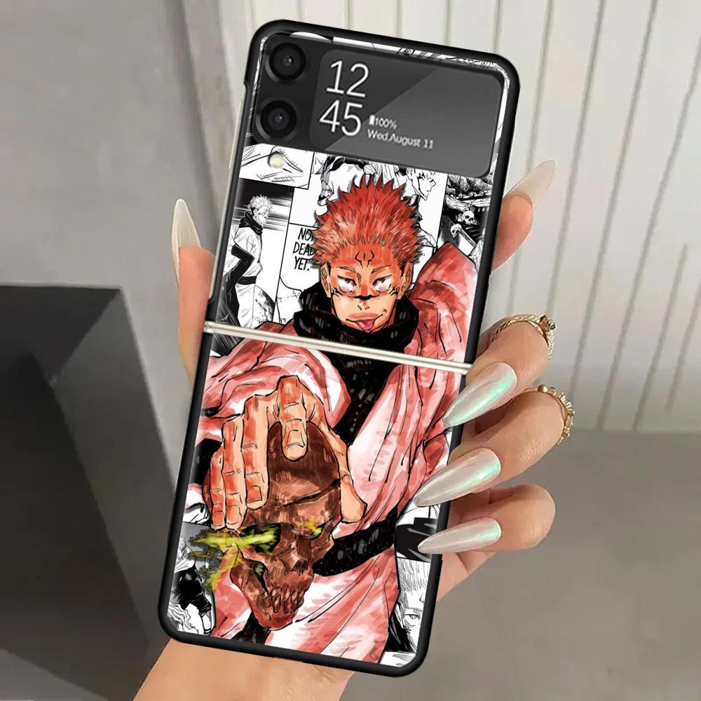 Jujutsu Japan Anime Harte PC-Handyhülle Für Samsung Galaxy Z Flip 6 5 4 3 Schwarze Abdeckung ZFlip6 Flip5 Flip4 5G Faltbare Druckhüllen