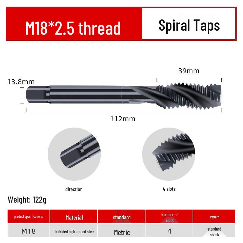 Stainless Steel Spiral Taper Tap Drill Bits with Cobalt-Nitriding, Sizes 4m-10m