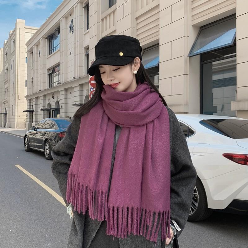 Luxury Faux Mink Scarf Women Men Solid Color Winter Warm Shawl Korean Style Chic Neck Wrap 208x70cm