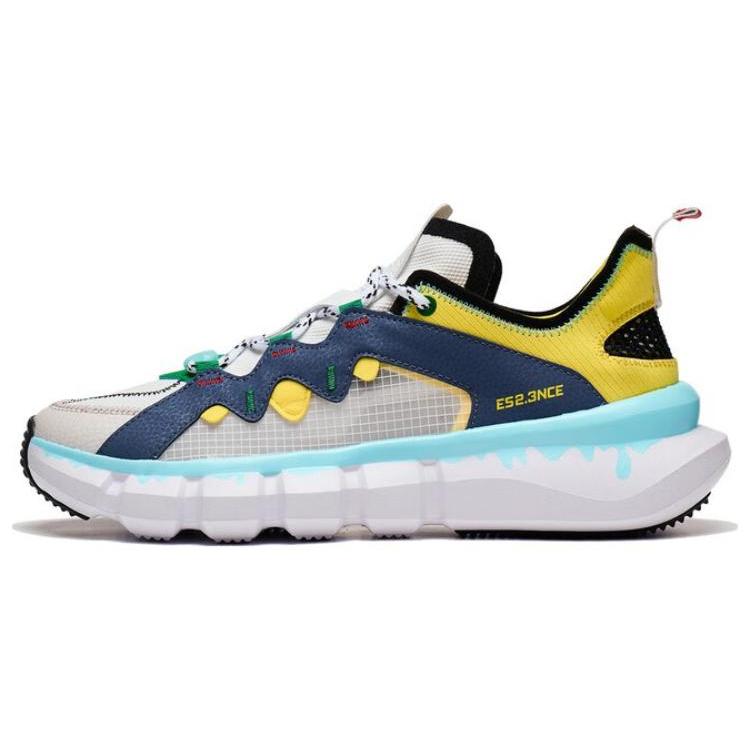 New LiNing Essence 2.3 Essence Anti Slip Wear Resistant Low Top Vintage Basketball Shoes Men's White Blue Yellow ABCT049-3